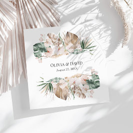 Guardanapo De Papel De Jantar Boho Tropical Orchid e Casamento Monstera