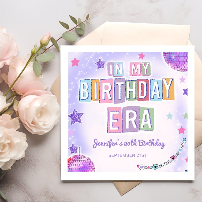 Guardanapo De Papel De Jantar Bola De Disco Roxa Na Minha Era De Aniversário (Criador carregado)