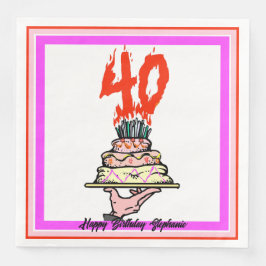 Guardanapo De Papel De Jantar Bolo de Aniversário em Fogo com 40 Velas
