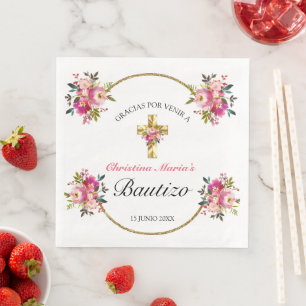 Guardanapo De Papel De Jantar Bonita Del Bautismo De La Cruz Del Oro