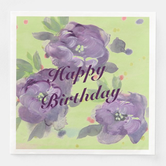 Guardanapo De Papel De Jantar Bonitas rosas roxas com um tufo de rosa (Frente)