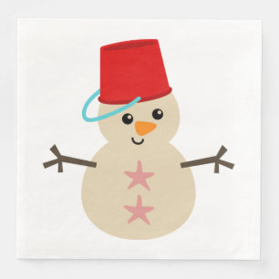Guardanapo De Papel De Jantar Bonito boneco de neve feito de areia com fiança pa