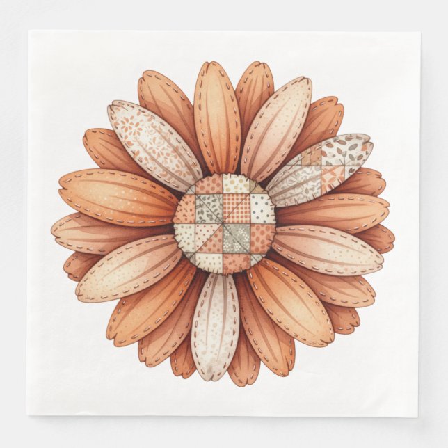 GUARDANAPO DE PAPEL DE JANTAR BONITO QUEDA DE PATCHWORK OLHA FLORES AUTUMN (Frente)