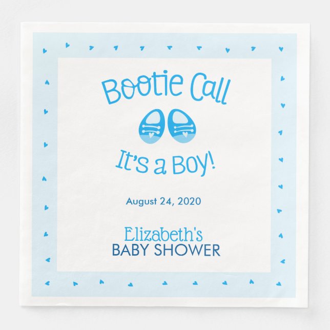 Guardanapo De Papel De Jantar Bootie Chamar Chá Blue Baby Boy (Frente)