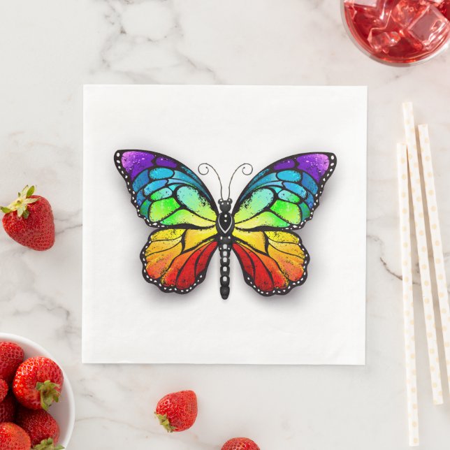 Guardanapo De Papel De Jantar Borboleta monarca arco-íris (Insitu)