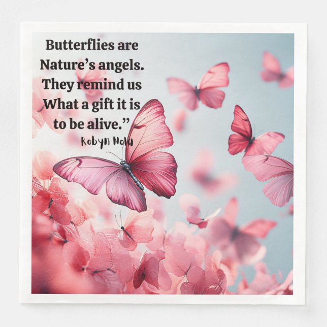 Guardanapo De Papel De Jantar Borboletas Brancas Brancas Napkin (Frente)