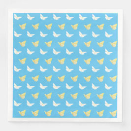 Guardanapo De Papel De Jantar Borboletas brancas e amarelas claras voando azuis