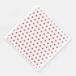 GUARDANAPO DE PAPEL DE JANTAR BRANCO PATRIÓTICO COM ESTRELAS VERMELHAS