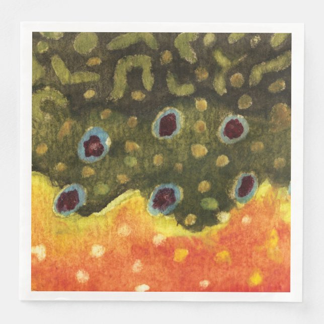 Guardanapo De Papel De Jantar Brook Trout Fisheries, Ictiologia (Frente)