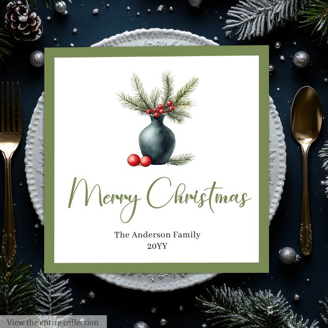 Guardanapo De Papel De Jantar Buquê de Natal Rústico Boho Elegante para Jantar  (Stylish Boho Rustic Christmas Bouquet Dinner Napkins)
