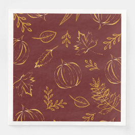 Guardanapo De Papel De Jantar Burgundy Fall Pumpkins & Sai Ação de Graças