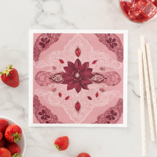 Guardanapo De Papel De Jantar Burgundy Marsala Floral Renda Casamento