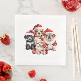 Guardanapo De Papel De Jantar "Cachorros de Natal", adorável amante de cães