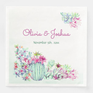 Guardanapo De Papel De Jantar Cacto & Succulents da aguarela que Wedding
