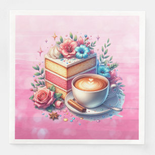 Guardanapo De Papel De Jantar Café e Bolo de Aniversário Personalizados