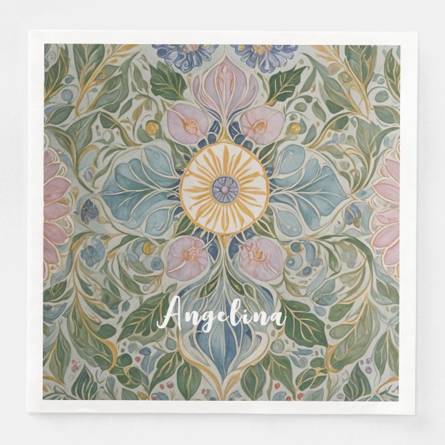 Guardanapo De Papel De Jantar Caleidoscópio Floral Personalizado (Frente)