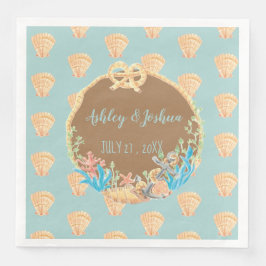 Guardanapo De Papel De Jantar Calico Scallop Blue Retro Wedkins