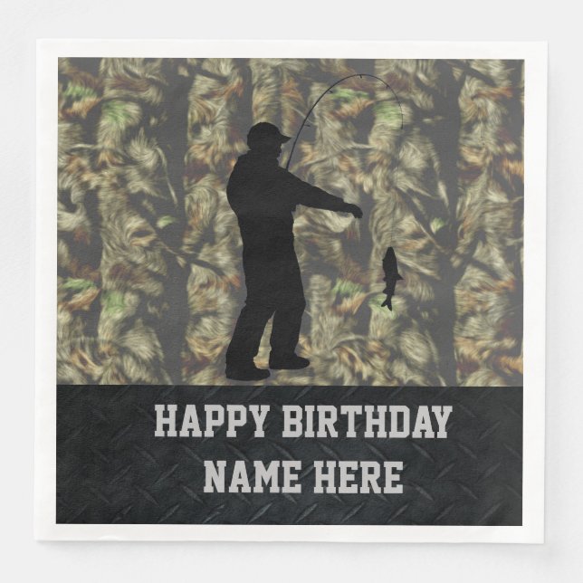 Guardanapo De Papel De Jantar Camuflagem Rugged Pescar Aniversário Napkins (Frente)