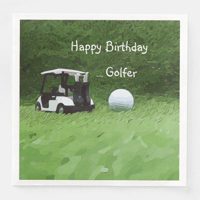 Guardanapo De Papel De Jantar Carrinho de golfe e bola de golfe no guardanapo ve (Frente)