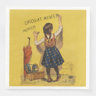 Guardanapo De Papel De Jantar Cartaz Francês Vintage Chocolat Menier Arte Bouiss