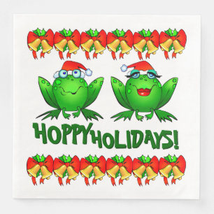 Guardanapo De Papel De Jantar Cartoon Hoppy Holidays Sapos de Natal Beliscos