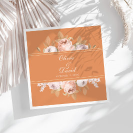 Guardanapo De Papel De Jantar Casamento Boho Peônias Damasco