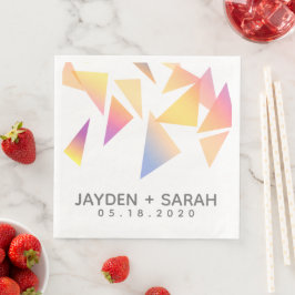 Guardanapo De Papel De Jantar Casamento Branco de Confetti Multicolorido Pastel