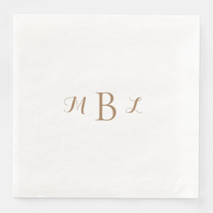 Guardanapo De Papel De Jantar Casamento Branco do Monograma Dourado