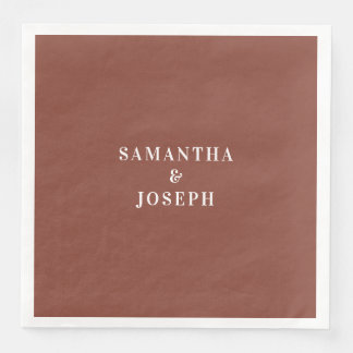 Guardanapo De Papel De Jantar Casamento Branco & Terracota Escuro Minimalista Mo