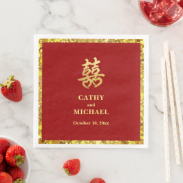 Guardanapo De Papel De Jantar Casamento chinês dupla felicidade coração formal v