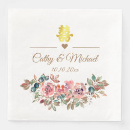 Guardanapo De Papel De Jantar Casamento chinês elegante rústico rosa empoeirado 