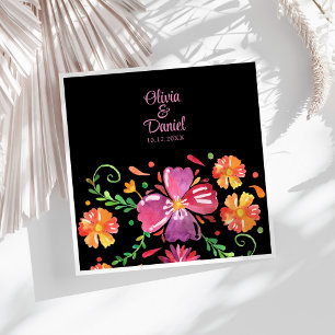 Guardanapo De Papel De Jantar Casamento Colorido com Tema de Floral Fiesta Mexic