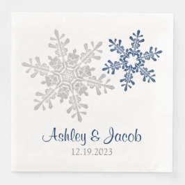 Guardanapo De Papel De Jantar Casamento com Floco de Neve marinho Blue Silver