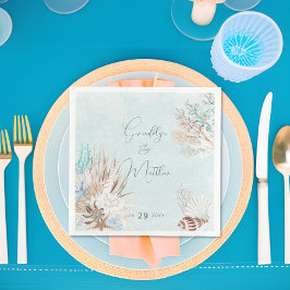 Guardanapo De Papel De Jantar Casamento com o Oceano Aqua Moderno