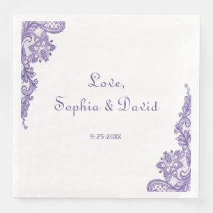 Guardanapo De Papel De Jantar Casamento com rendas ultra violetas modernas