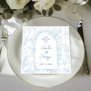 Guardanapo De Papel De Jantar Casamento de Azul e Branco - Toile Francês