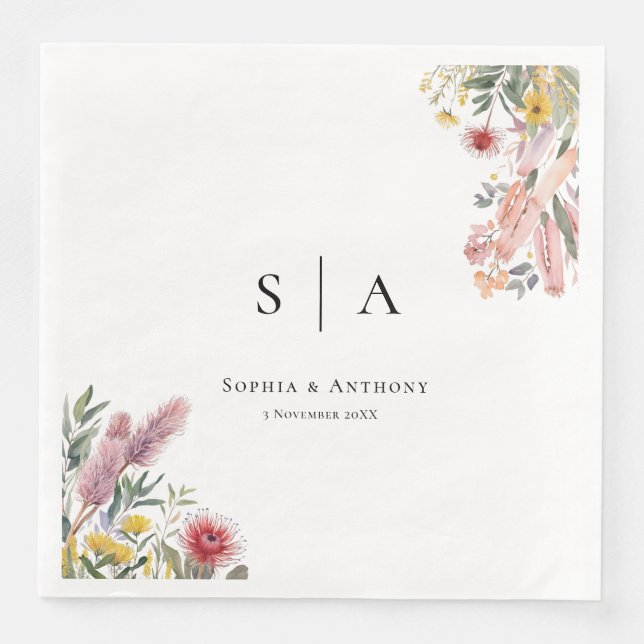 Guardanapo De Papel De Jantar Casamento de Botânicos Australianos Napkins (Frente)