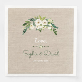 Guardanapo De Papel De Jantar Casamento de Escrita Manual Moderna Floral Branca
