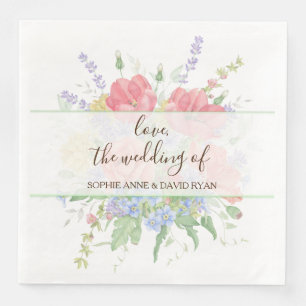Guardanapo De Papel De Jantar Casamento de Flores Selvagens Rústicas Por Aquarel