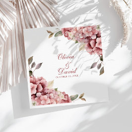 Guardanapo De Papel De Jantar Casamento de Hídrangea, Rosa, Elegante Moderno