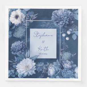 Guardanapo De Papel De Jantar Casamento de Inverno Monocromático Azul Marinho Br