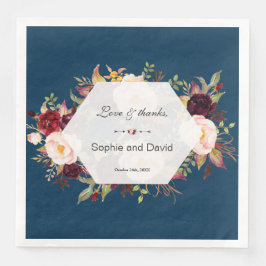 Guardanapo De Papel De Jantar Casamento de Marinhos Geométricos Florais de Burgu