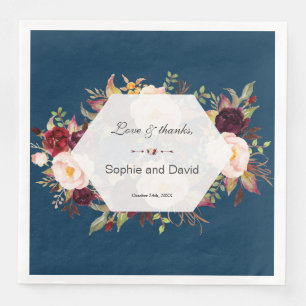 Guardanapo De Papel De Jantar Casamento de Marinhos Geométricos Florais de Burgu