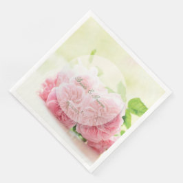 Guardanapo De Papel De Jantar Casamento de Rosa de Verão Rosa Elegante