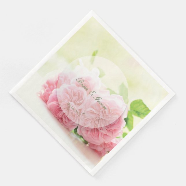 Guardanapo De Papel De Jantar Casamento de Rosa de Verão Rosa Elegante (Canto)
