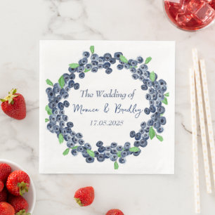 Guardanapo De Papel De Jantar Casamento de Verão com Frutas de mirtilo Blueberry