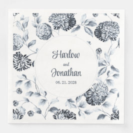 Guardanapo De Papel De Jantar Casamento De Vinha Floral De Vintagem Branca E Pra