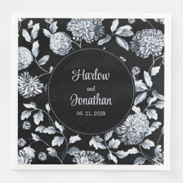 Guardanapo De Papel De Jantar Casamento De Vinha Floral, Vintage, Black E Silver