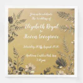 Guardanapo De Papel De Jantar Casamento Dourado, claro e simples, com Design Flo