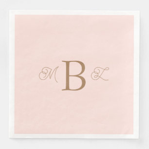 Guardanapo De Papel De Jantar Casamento Dourado de Blush Monograma com Fonte Com